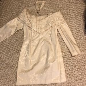 Cream off-the-shoulder dress